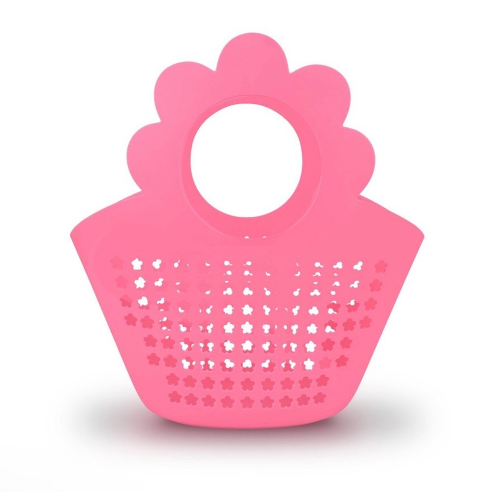 New Target Bullseye Playground Pink Plastic Basket with Flower Shaped Handle